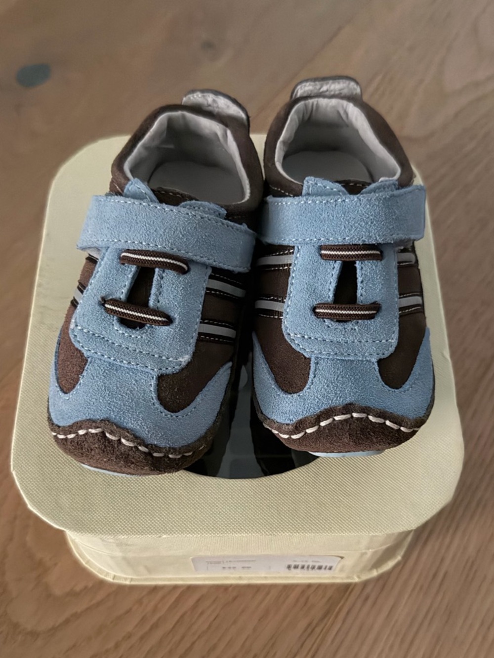 Kids Riley Roo Blue and Brown Velcro Casual Shoes